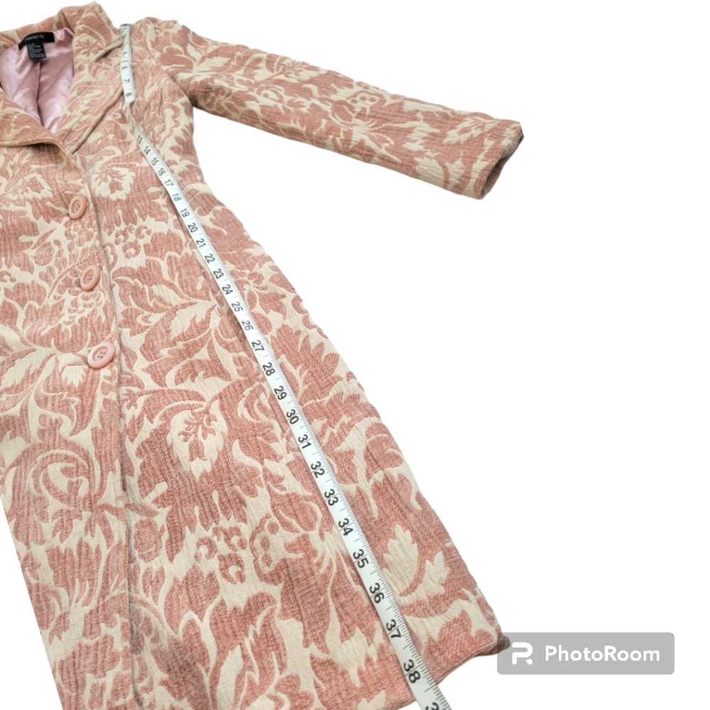 Arden B. Pink Jacquard Belted Straight knee length fully lined coat size XS - Picture 7 of 11
